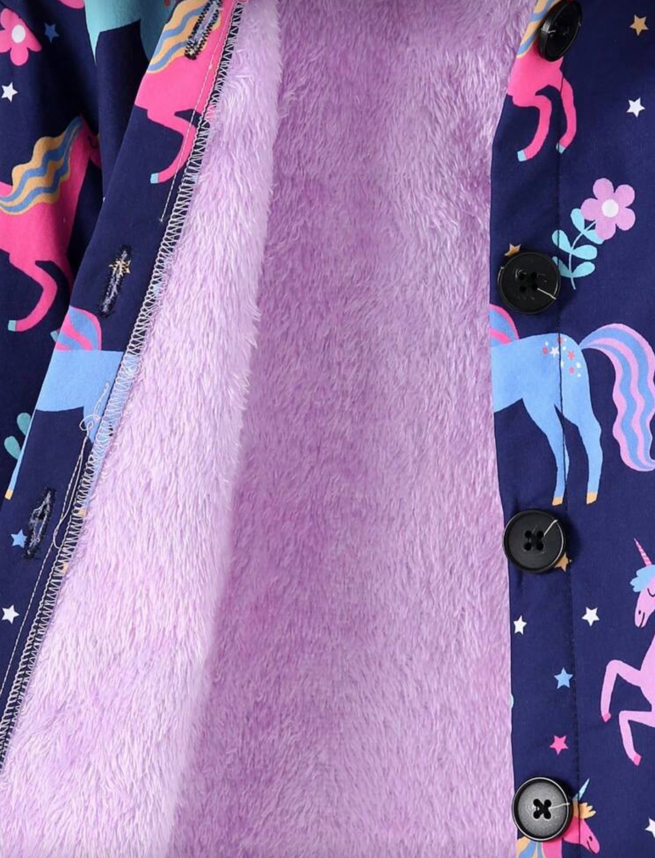 Cardigan morado con unicornio